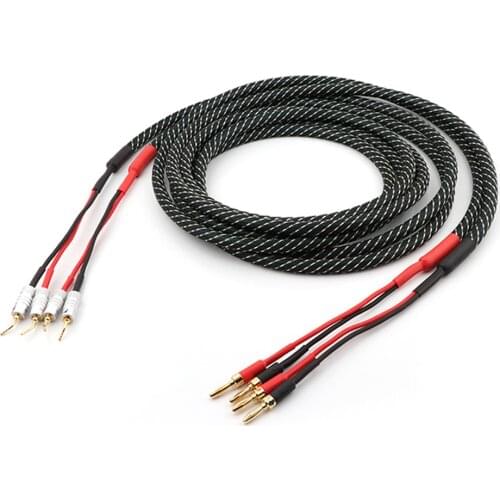 YTER L309 Hifi 8N OCC silver plated Audio Speaker Cable hifi LoundSpeaker Cable With gold plated Y Spade Connector