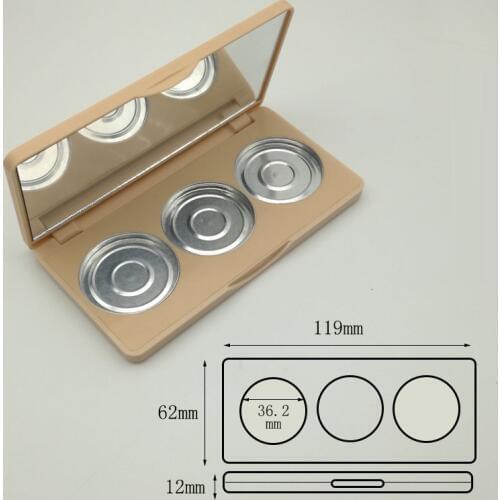 10pcs/lot Empty Rectangular 3 grids Eyeshadow Compact Case 36.2mm Lip rouge/Blush Powder Box DIY Cosmetic Refillable Containers