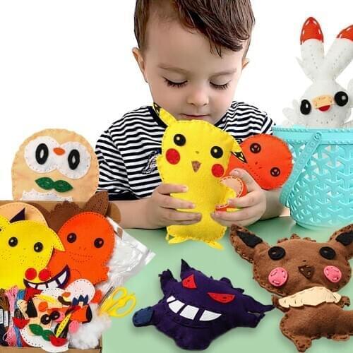 Crafts Supplies Sewing DIY Art Craft Felt Kits For Children Study to Sew Handmade Stuffed Cartoon Toys Educational Stitch 6Pcs