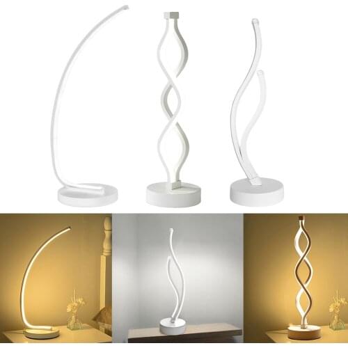 Modern Nordic Spiral Wave Shape Curve Design Indoor Table Lamp Home Bedroom Hotel Bedside Decoration LED Lighting