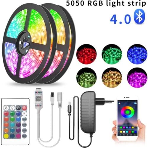 20M Bluetooth RGB LED Strip 15M 5050 DC 12V Luces LED Light Strip RGB Warm White Flexible 5M 10M Diode Tape Neon Decor