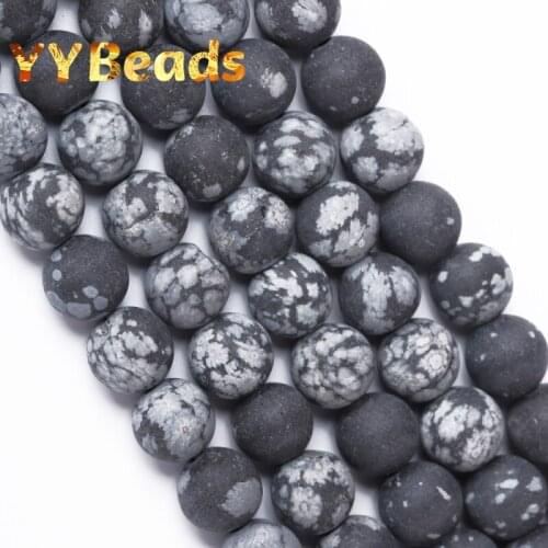 Dull Polished Black Snowflake Obsidian Jaspers Beads Natural Round Loose Charm Beads For Jewelry Making DIY Bracelets 4-12mm