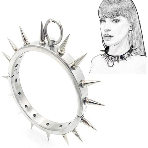 Heavy Neck Collar With Thorn Rivet Stainless Steel Sex Toys Bondage Adult Games Fetish BDSM Couple Delight Slave Femdom