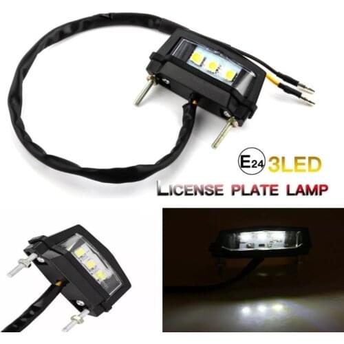 Universal Motorcycle 3Led License Plate Light 12v Mini LED Rear Tail Lamp light License Plate Mount White E-mark