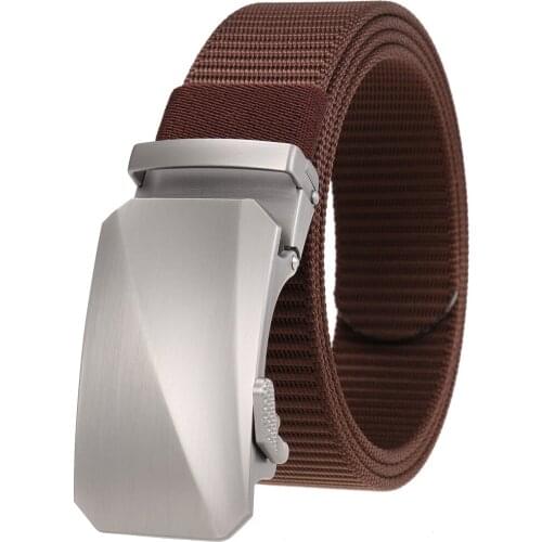 High Quality Fashion Male Black Nylon Belt Outdoor Metal Automatic Buckle Casual Pants Cool Wild Luxury Waist Belts G36-24897A-1