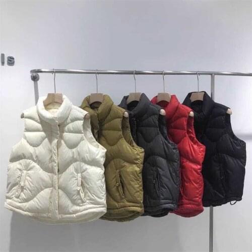 Winter New Down Warm Vest Coat Ladies Casual Stand-up Collar Waistcoat Slim Sleeveless Short Vest Jacket For Female