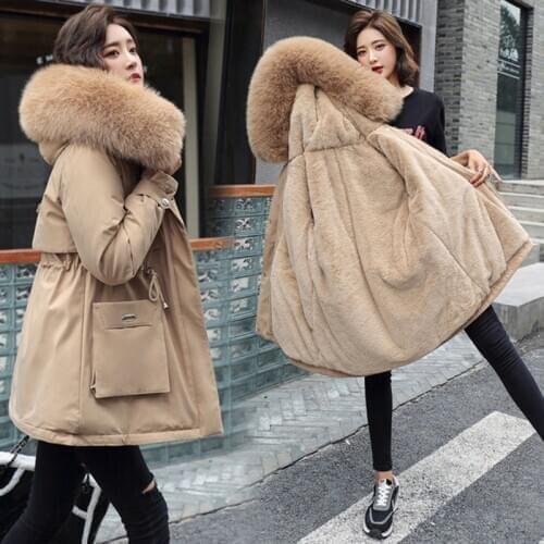 Winter Jacket Women Coats Artificial raccoon hair collar Female Parkas black Thick Cotton Padded Lining Ladies Coats F82112