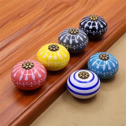 1PC Japanese Style Ceramic Hand-painted Art Handle Modern Ball Shaped Drawer Cupboard Closet Cabinet Door Knob Handles