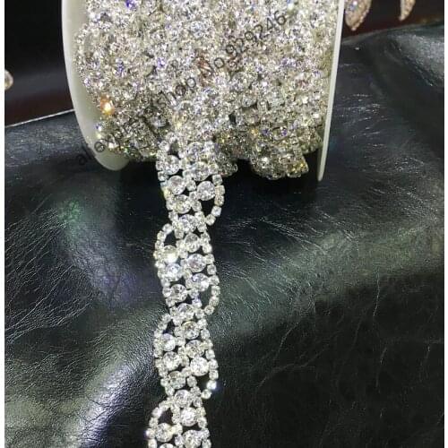 1 yard/pack 2.2cm fashion twisted s-shape shiny clear crystal rhinestone chain luxurious bridal trimmings garment bags accessory