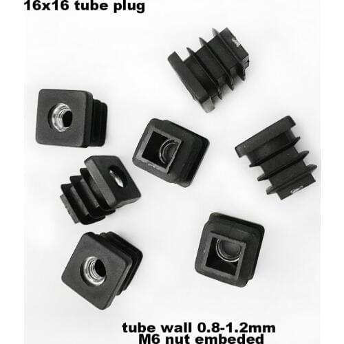 16x16mm m6 steel Nut embedded square blanking tube plastic plug cap cover ending,pads, roller bolt screw set screw on feet pad