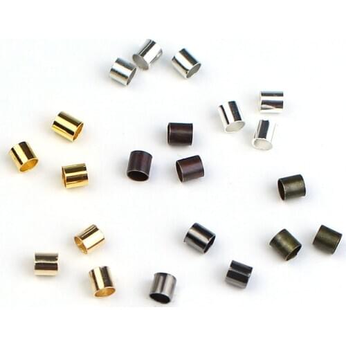 2000pcs/lot 1.5 2.0 2.5mm Gold Color / Silver Color Copper Tube Crimp End Beads Stopper Beads for DIY Jewelry Making Findings