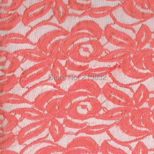 2017 nylon spandex lace fabric,stretch lace fabric,spandex emboridery fabric,150cm,orangecolor for free selection