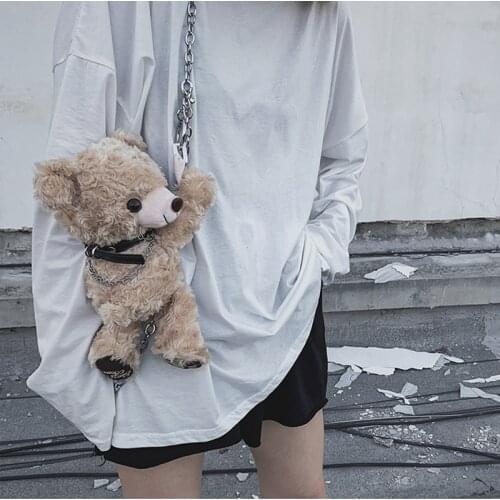 2020 lovely bear bear satchel,The creative teddy bear chain plush cartoon bag, The single shoulder The small bag, The girl gift