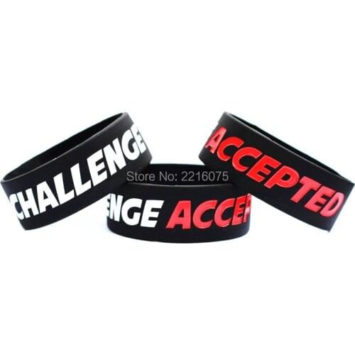 300pcs One Inch Challenge Accepted wristband silicone bracelets free shipping by DHL express