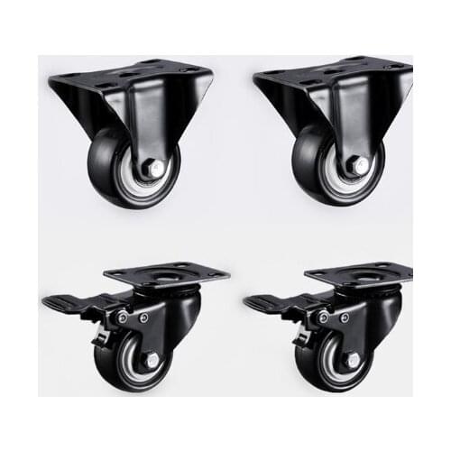 4pcs 1.5 inch 41mm Heavy 180kg Black Swivel Trolley with Wheels Rubber Caster for Furniture