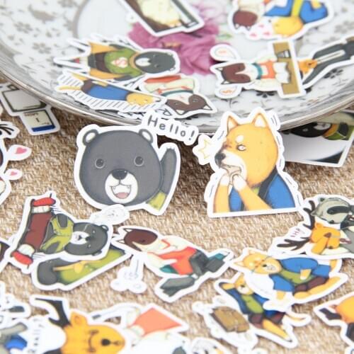 40pcs Cute Bear Animals Forest Decorative DIY Scrapbooking Stickers for Diary Book Bullet Journal Vacuum Flask Mug Cup Laptop