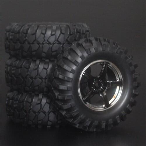 4x 1.9Inch 96mm Rubber Tires Plating Wheel Rims For D90 D110 SCX10 CC01 RC Rock Crawler Truck Climbing Off-Road Car