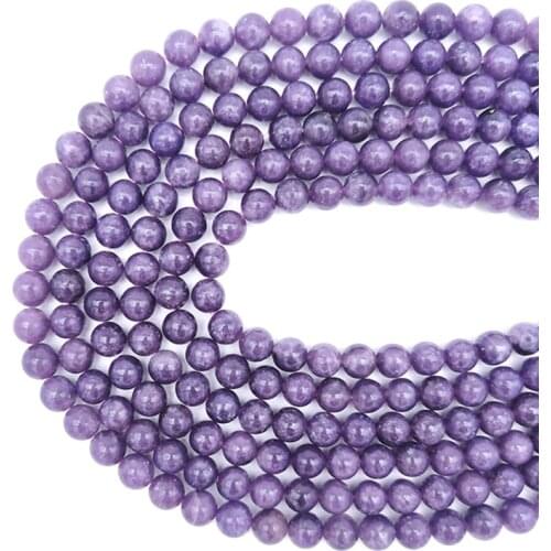 6-12mm Round Loose Stones Beads Gemstones Strands Natural Crystal Healing Purple Lepidolite Beads For Bracelet Bangle Romantic