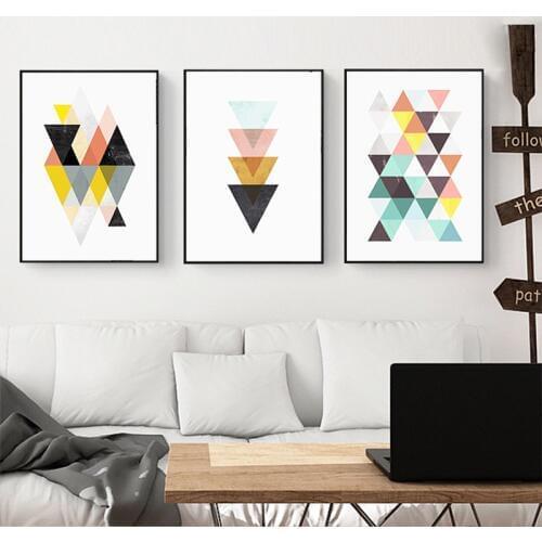 HAOCHU Abstract Geometry Triangular Graphs Art Canvas Painting Nordic Living Room Home Wall Decor Poster Frameless