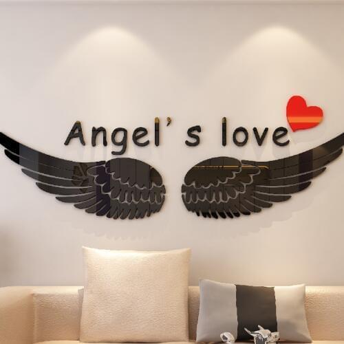 Angel wings Acrylic 3D Wall Stickers For kids room Living room Study room DIY art wall decor Bedroom wall decoration