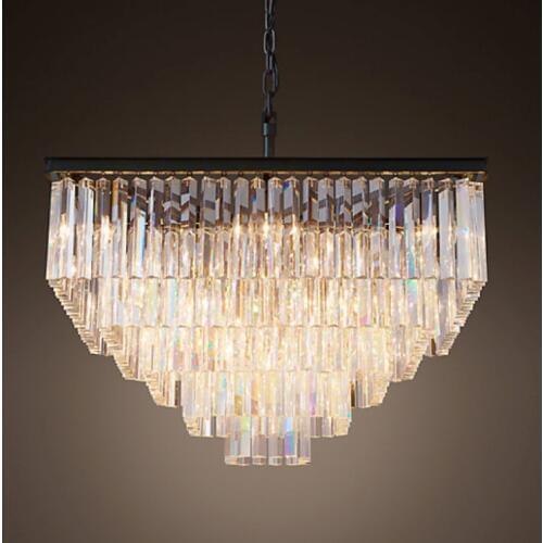 American style Crystal Pendant Light For Living Room Home Dining Room Hotel Creative Retro Iron Lamp E14 LED bulb