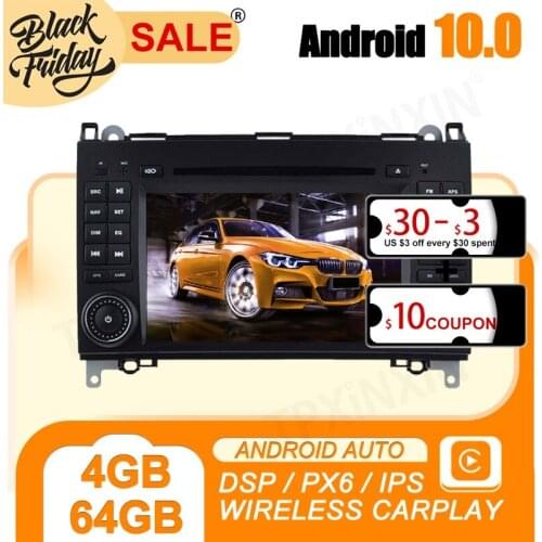 Android 10 PX6 for Benz B200 B-class W245 B170 2007 GPS Car Navigation Multimedia HD Video Touch Screen Stereo DVD Player Radio