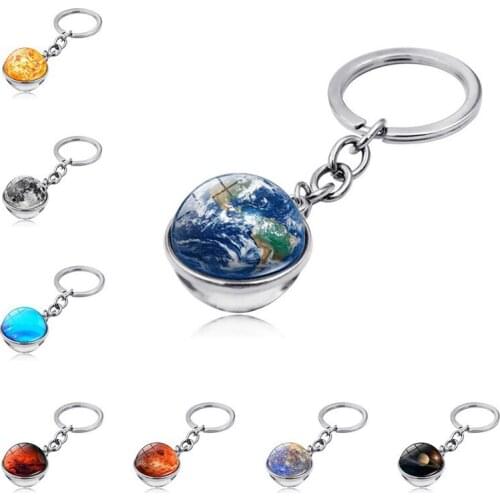 Universe Galaxy Starry Sky Time Gem Double-sided Glass Ball Keychain Key Chain
