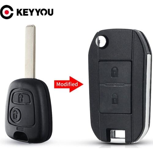 KEYYOU 2 Buttons Remote Key Shell Case Folding Flip For Citroen C1 C2 C3 Pluriel C4 C5 C8 Xsara Picasso PEUGEOT 107 207 407 607