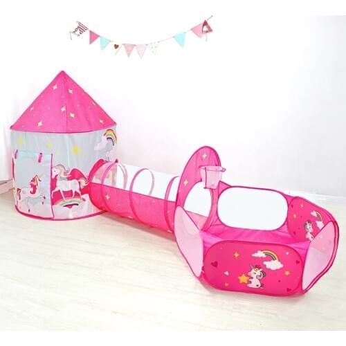Children Tent Unicorn 3PCS Playhouse Portable Tent Folding Girl Indoor Ocean Ball Pool kids Outdoor Play Tent Baby Gift
