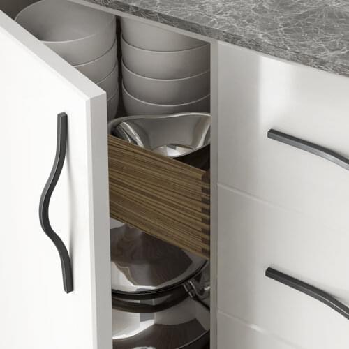 Goo-Ki European Streamlined Double Hole Centers Pulls Black Cabinet Long Handles Drawer Knobs for Furniture Handle Hardware
