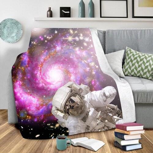 Galaxy Astronaut 3D Printed fleece blanket for Beds Hiking Picnic Thick Quilt Fashionable Bedspread Sherpa Throw Blanket 06
