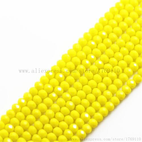 Isywaka Solid yellow Color 1800pcs 2mm Rondelle Austria faceted Crystal Glass Beads Loose Spacer Round Bead for Jewelry Making