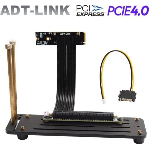 PCIe 4.0 x16 Graphics Card Extension Cable To M.2 NVMe Key-M SSD Motherboard Riser Extender With 4P Sata Cable+Vertical Base/Kit