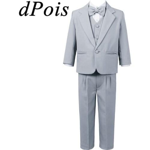 Boys Formal Tuxedo Suits Kids Gentleman Dress Outfits School Uniforms Sets Wedding Boys Suits Birthday Party Christening Gown