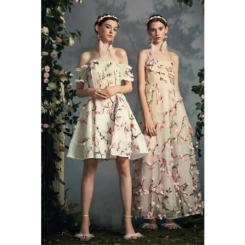 Beautiful 3D Chiffon Lace Fabric Embroidered Birds Evening Dress Fabric In Pink DIY Excipients Material Accessories