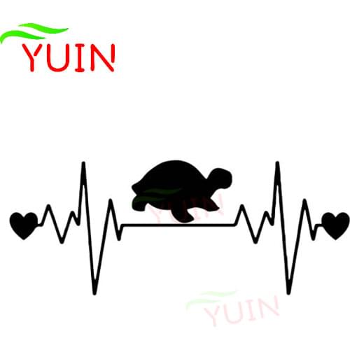 Heartbeat Turtle Creative Fashion Car Sticker Personality PVC Waterproof Sunscreen Decal Black/White/Red/Laser/Silver
