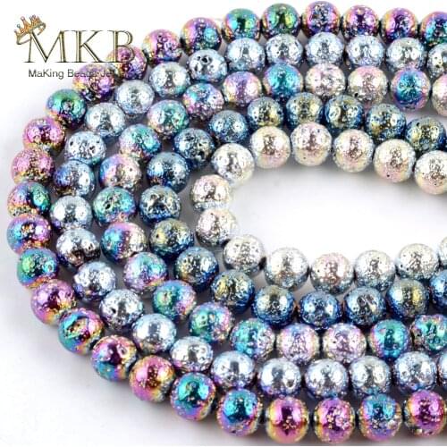 Natural Hematite Lava Stone Round Beads For Jewelry Making 4/6/8/10mm Volcanic Rock Spacer Beads Diy Bracelets Necklace