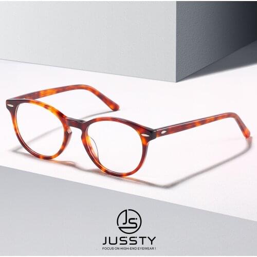 Retro Round Eyeglasses Frame Men Optical Prescription Glasses Frame Women Vintage Rivet Acetate Tortoiseshell Spectacles Frame