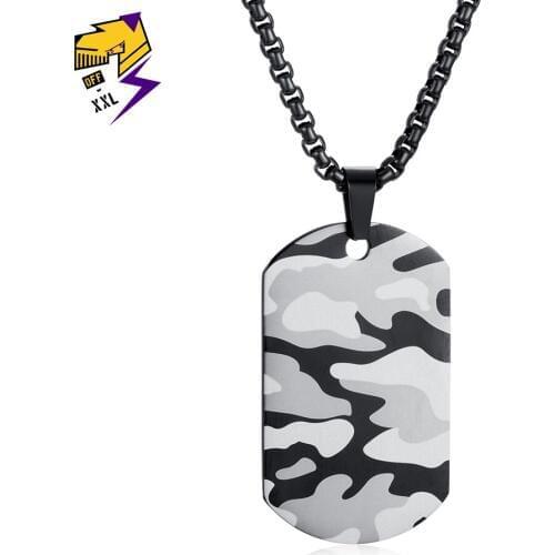 Cool Camouflage Dog Tag Necklace for Men Black Chains Titanium Steel Air Force Soldier Military Army Pendant Necklaces Jewelry