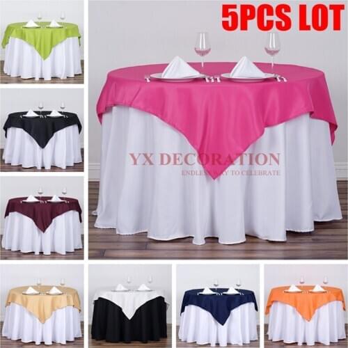 5pcs Lot Square Rectangle Poly Table Cloth Overlay Seamless Tablecloth For Wedding Banquet Event Decoration