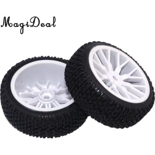 MagiDeal 2Pcs Rubber 1/16 Rally Tire Off-Road Car Tires Tyre Wheel for RC HPI HSP Hobao Savage ZD Racing LRP Wltoy