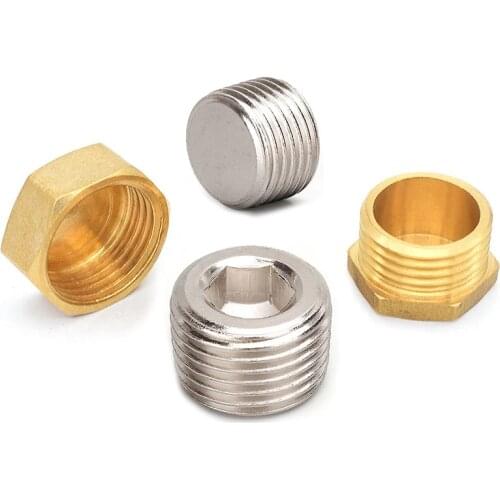 Copper 1/8" 1/4" 3/8" 1/2" 3/4" Male Thread Brass Pipe Hex Head End Cap Plug Fitting Coupler Connector Adapter