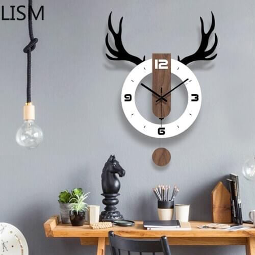 Cute Colorful Large Decorative Wall Clocks Home Decor Animal Wall Clock Deer Relogio De Parede Wall Digital Clock