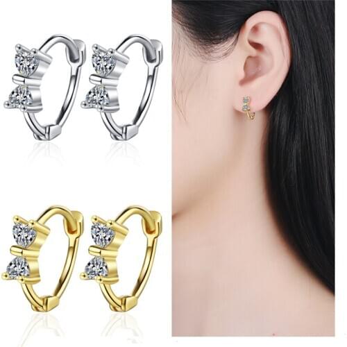 Trendy Zircon Bowknot Earrings For Women Gold Accessories Vintage Lady 925 Silver Earring Female Jewelry Cute Princess Bijou