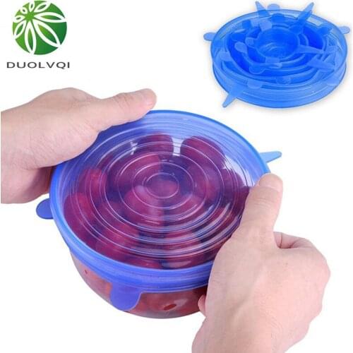 Fresh cover Silicone Stretch Lids Set Bowl Pan Can Cover Cooking Sealer Clear Universal Lid Stopper Cover Kitchen Tools