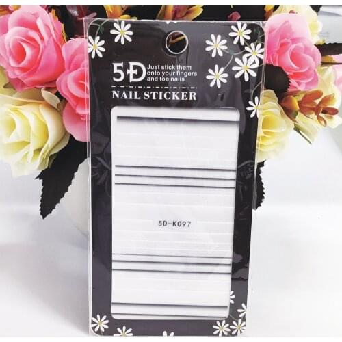 New 5D Nail Stickers Anaglyph Effect Black White Line Stripe Nail Art Decorations Self Adhesive Manicure Decals Accessories