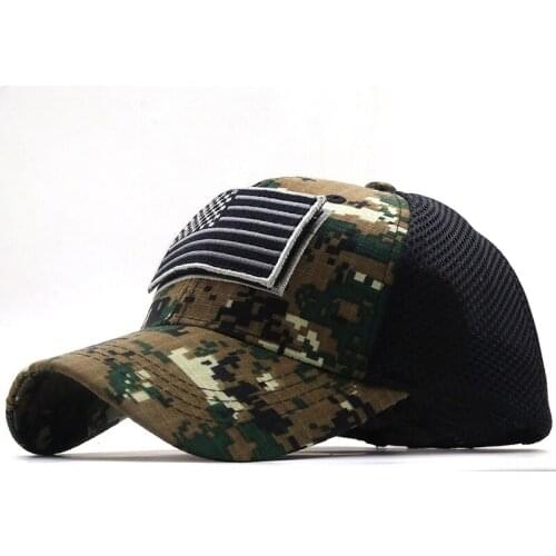 New Tactical Camouflage Baseball Caps Men Summer Mesh Military Army Caps Constructed Trucker Cap Hats With USA Flag Patches