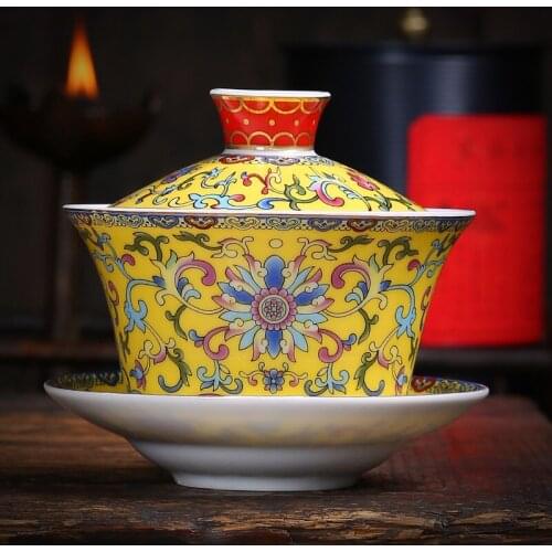 Single ceramic kungfu tea set Jingdezhen 300ml extra large tea bowl