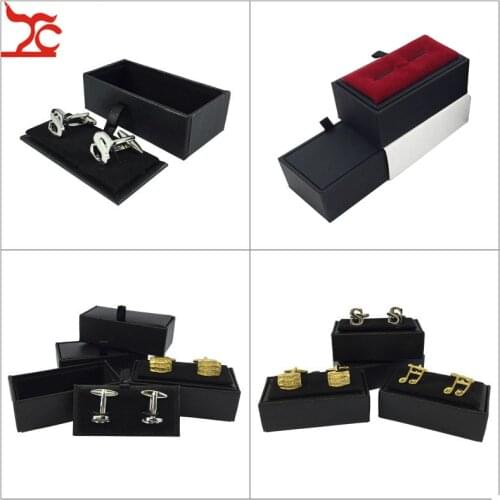 Wholesale 30Pcs Red Cufflink Show Case Gemelos Cufflink Storage Packaging Box Men Cuff Links Craft Badge Jewelry Gift Box