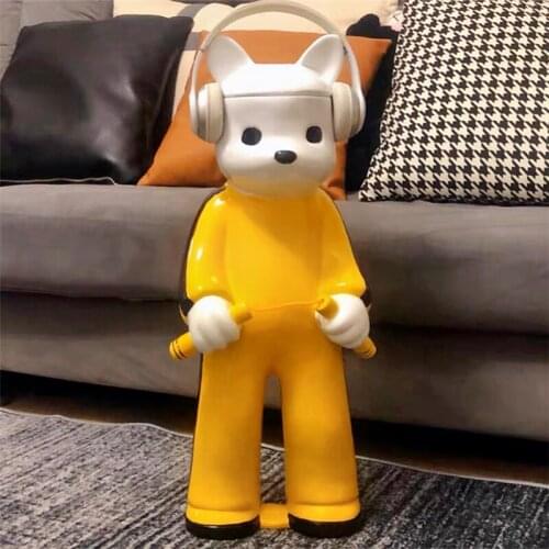 Resin Living Room Home Decoration Accessories Bear Statue Ornament Interior Figurines Creative Tissue Box Sculpture Nordic Style